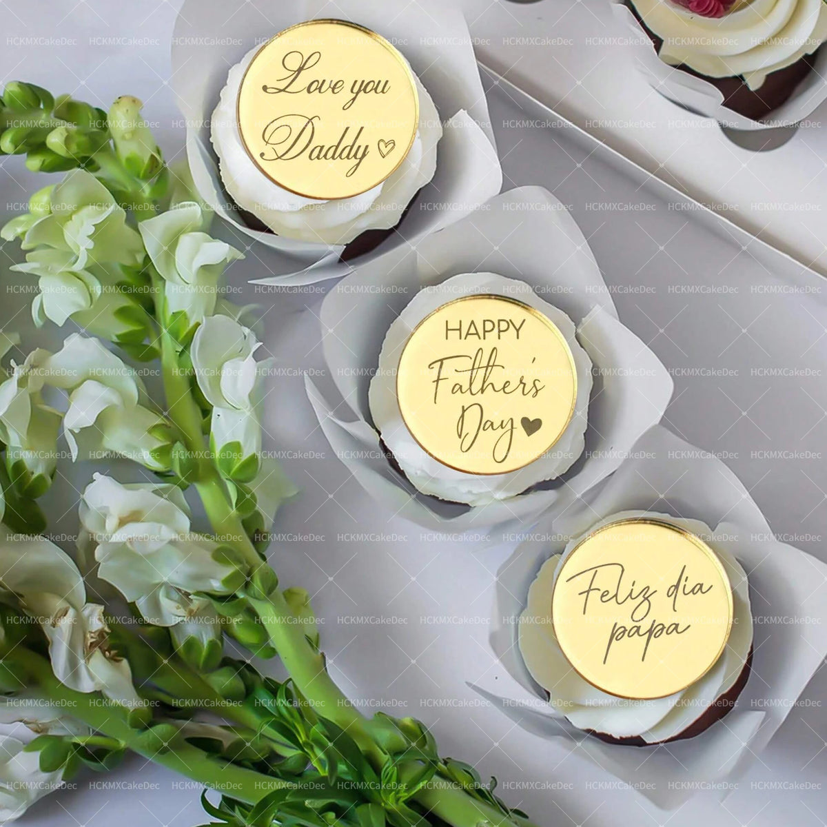 10pcs Gold Acrylic Best DAD Ever/LOVE YOU Dad Cake Toppers for Happy Father`s Day Birthday Party Cake Decorations