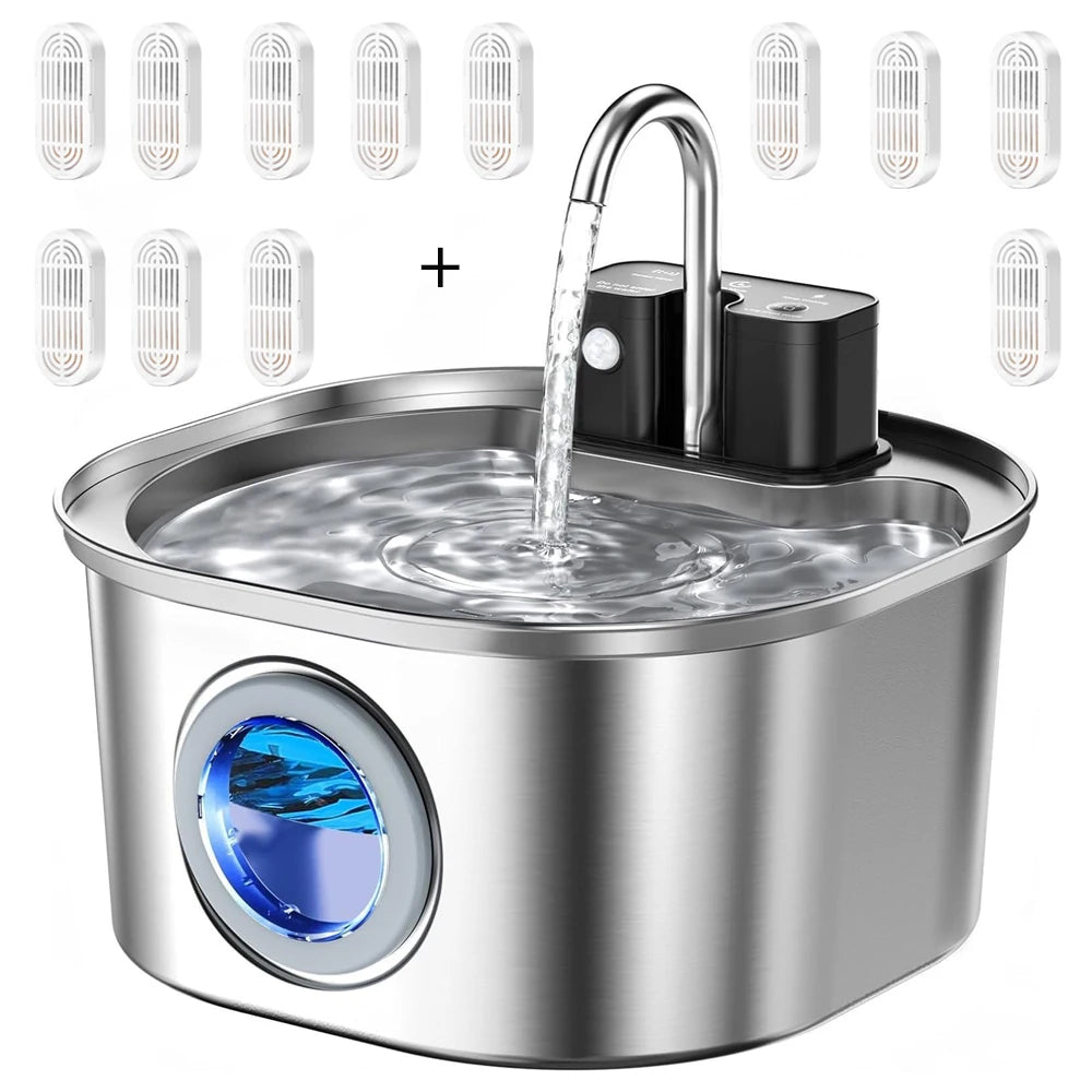 3L Stainless Steel Wireless Recharging Sensor Cat Water Fountain Auto Drinking Fountain For Cats Dog Drinker Pet Dispenser Bowl