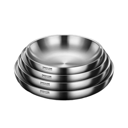20~26CM Hollow-insulated 304 Stainless Steel Plate Fall Resistant Children-safe Dinding Bowl Scratch Resistant Dish for Banquet
