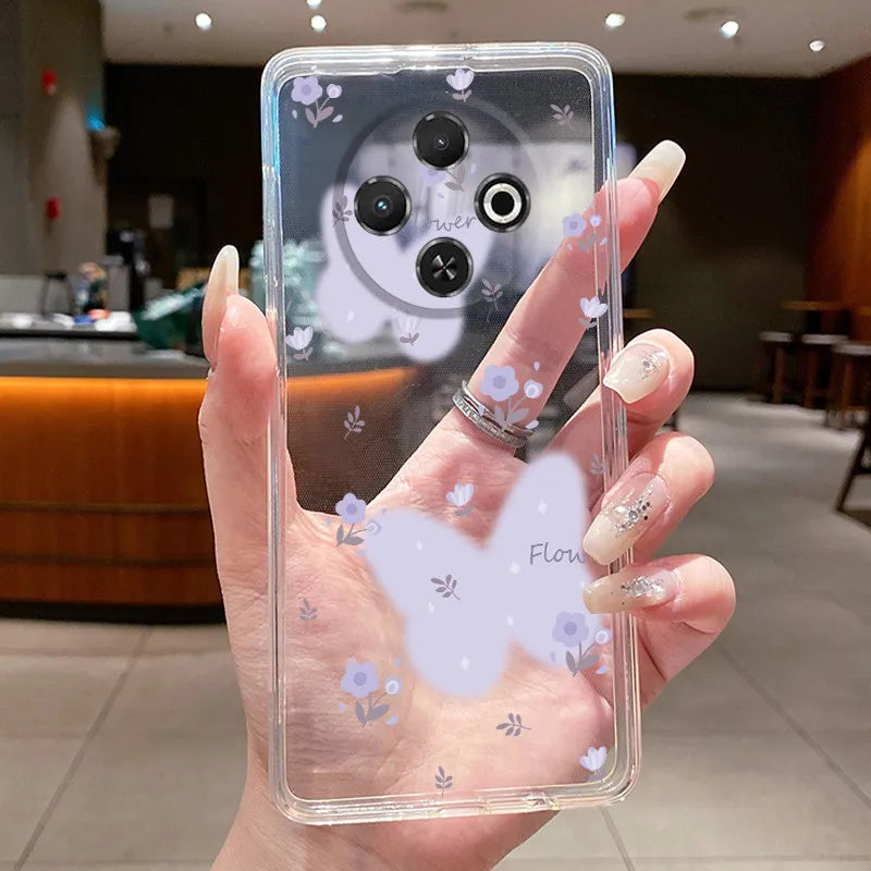For Tecno Spark 30C Case kl5 kl5n Aesthetic Butterfly Flower Clear Soft Silicone Back Cover Techno Spark 30C Phone Case k15 k15n