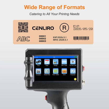 CENLIRO 12.7/25.4mm Handheld Inkjet Printer Portable Coding Machine for Expiry Date Batch QR Bar Code Logo Quick Dry Ink