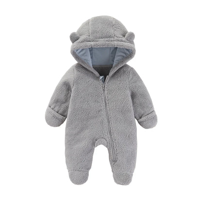 Newborn Baby Flannel Rompers Soft Warm Autumn Winter Bodysuit for Boys & Girls Cartoon Print Jumpsuit 0-19M Newborn Baby Clothes