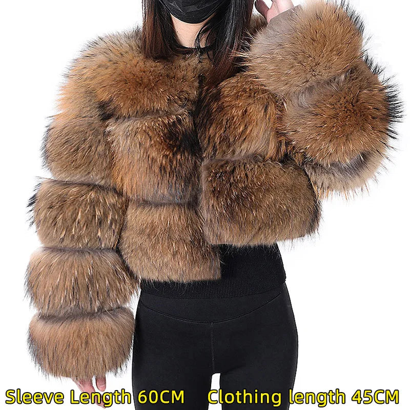 2026 Maomaokong Super Hot Winter Women Luxury Thick Real Raccoon Fur Coat Natural Fox Fur Jacket Plus Size Jackets Female Vest