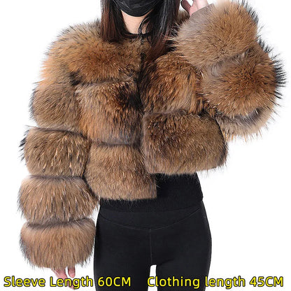 2026 Maomaokong Super Hot Winter Women Luxury Thick Real Raccoon Fur Coat Natural Fox Fur Jacket Plus Size Jackets Female Vest