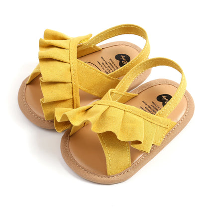 Citgeett Summer Infant Baby Girl Sandals Cute Ruffle Flats Non-Slip Soft Sole First Walkers