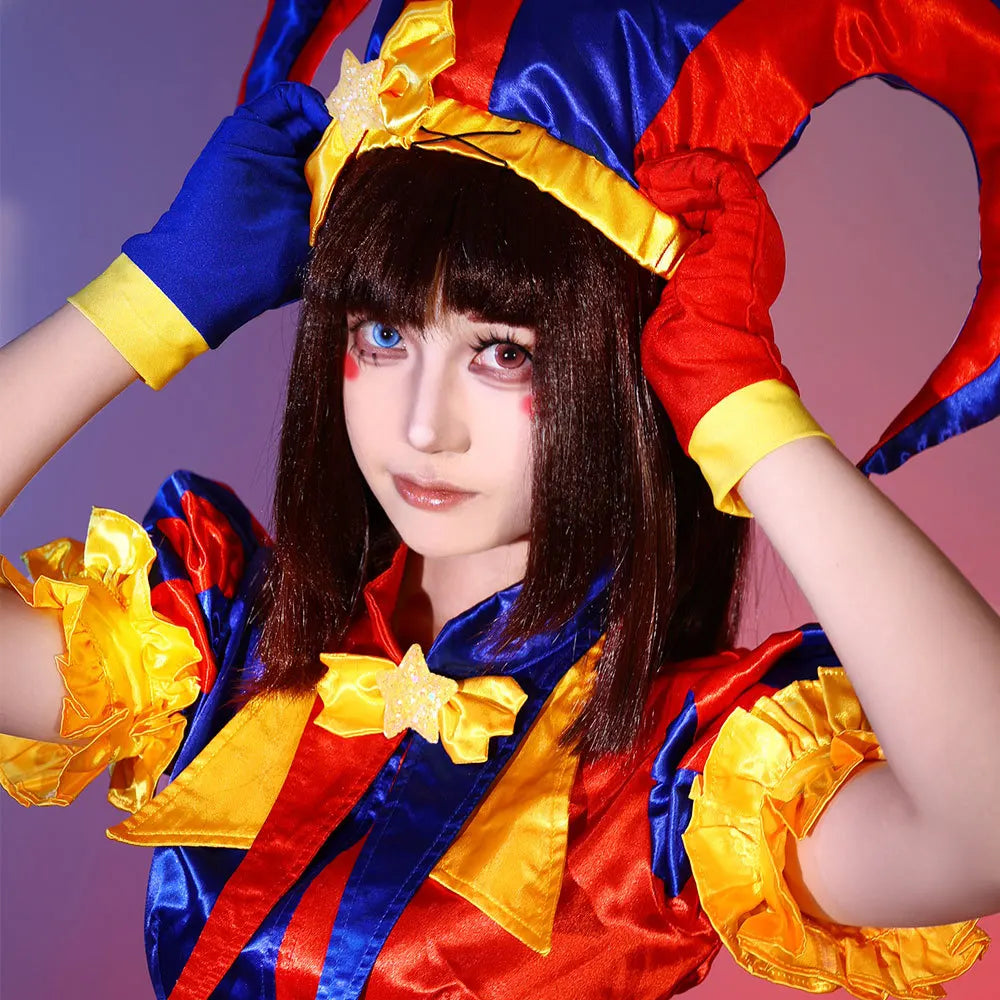 Cartoon Amazing Ragatha Digital Circus Cosplay Costume for Girls Dress Halloween Pamny Jumpsuits Clown Pomni Onesie