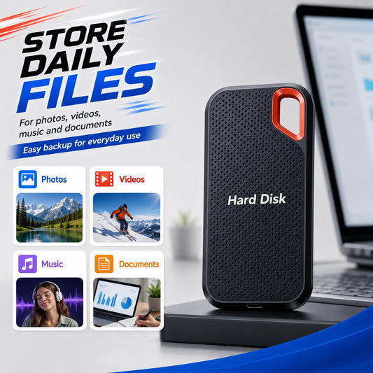 2TB Portable SSD 1TB External Hard Drive USB Type-C Fast Compact Mobile Data Storage for Laptop Mac PC Compact Durable Use