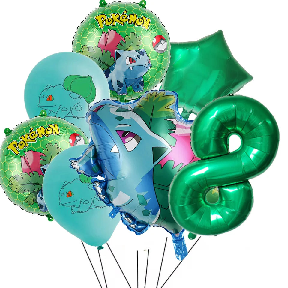 7Pcs/Set Pokemon Balloon Set Pikachu Charmander Cartoon Aluminum Foil Balloons Party Decoration Props Toy Anime Birthday Party