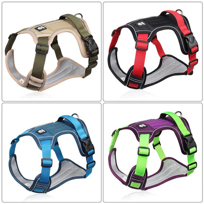 Tactical No-Pull Dog Harness Reflective Heavy Duty Oxford Cloth Waterproof Medium Large Breed Outdoor Walking Pet Vest Harness