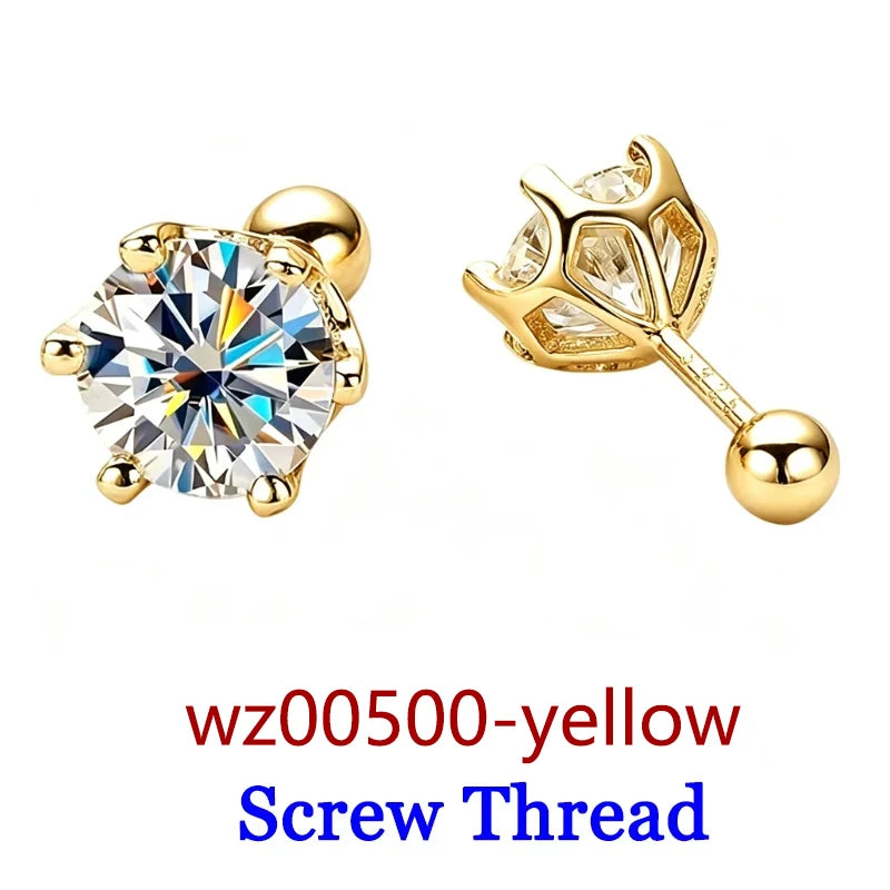 Premium 0.5-2ct Moissanite Diamond Stud Earrings for Women Orginal 925 Sterling Silver Screw Back Women Moissanite Earring 2026