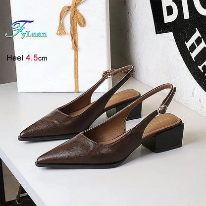 New Product Medium Heel Women Single Shoes Pointed Toe Shallow Mouth Ladies Pumps Coarse Heels Comfortable Work High Heels Shoes