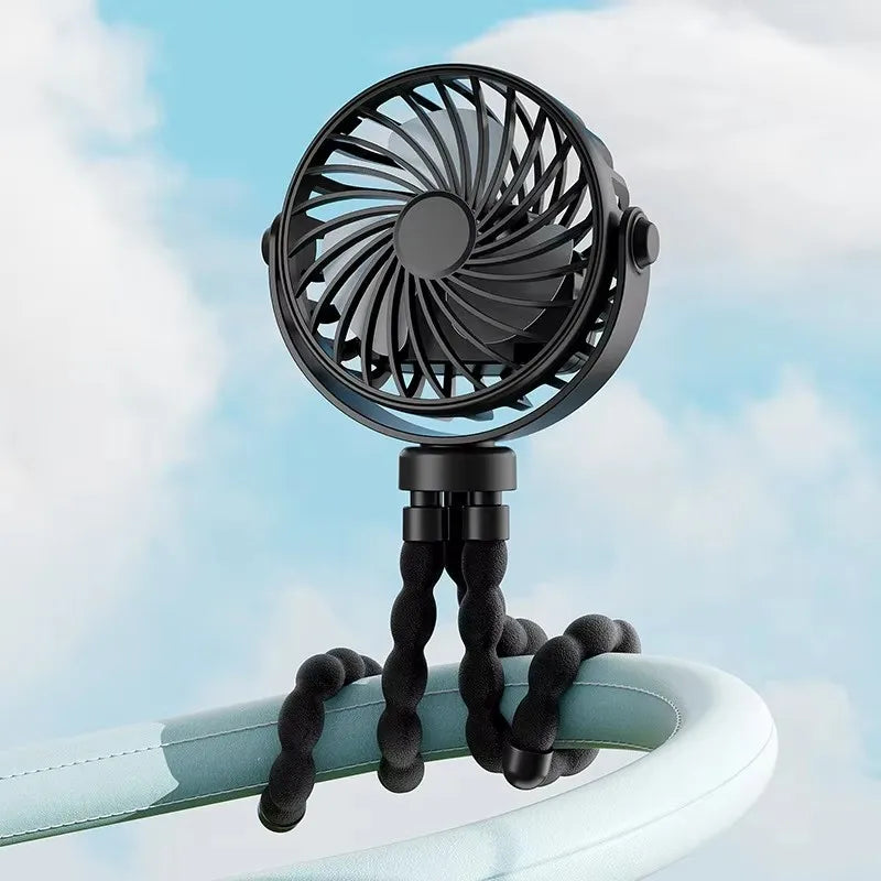 Baby 3 Speeds Stroller Mini Fan with Light Portable USB Charging Fan