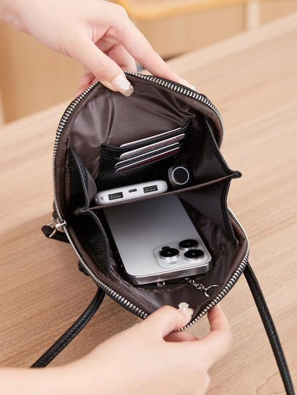 Classic solid color women's crossbody bag high-quality PU leather shoulder bag fashionableluxury large capacity mobile phone bag