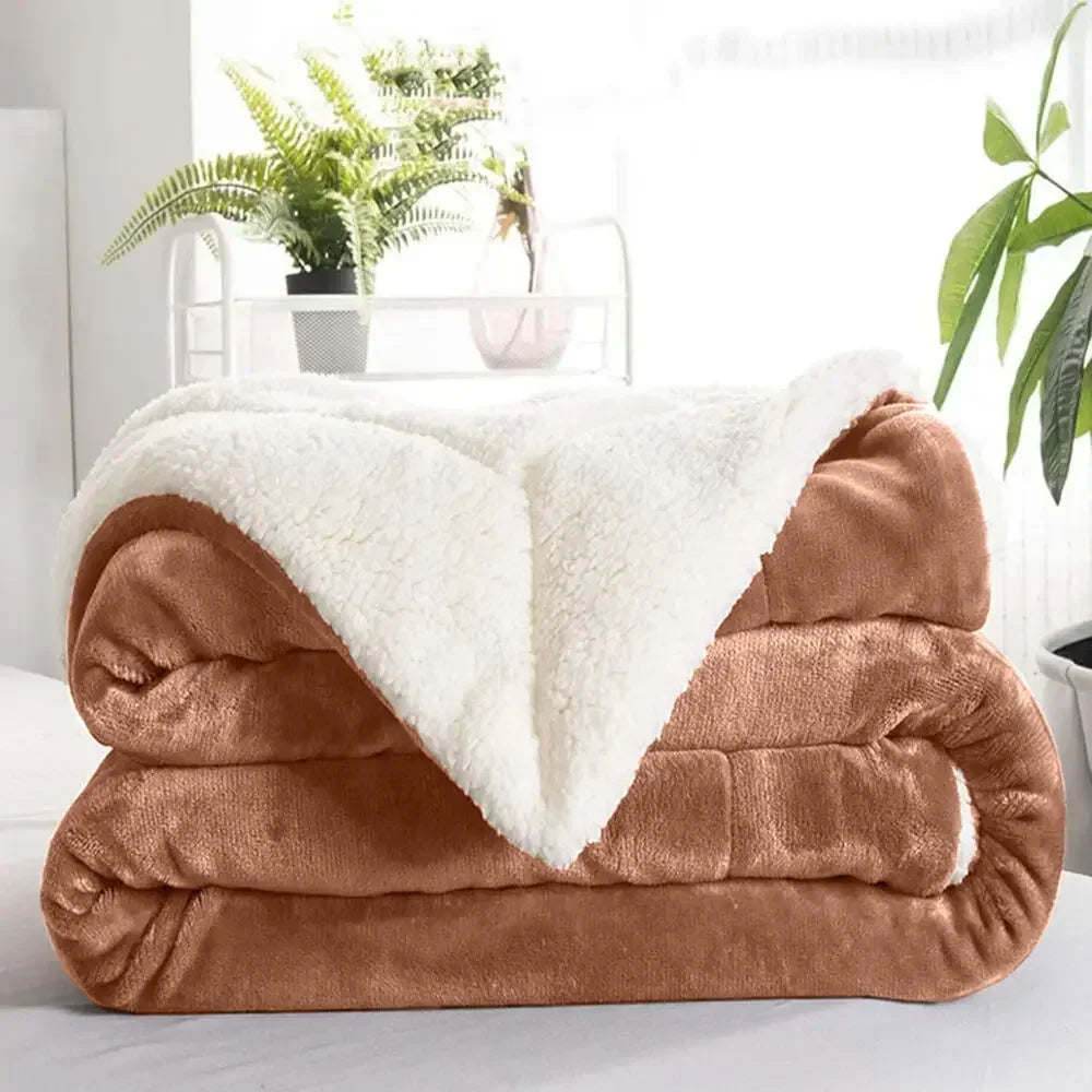 Sherpa Blanket Twin Thick Warm Blanket for Winter Bed Super Soft Fuzzy Flannel Fleece/Wool like Reversible Velvet Plush Blanket