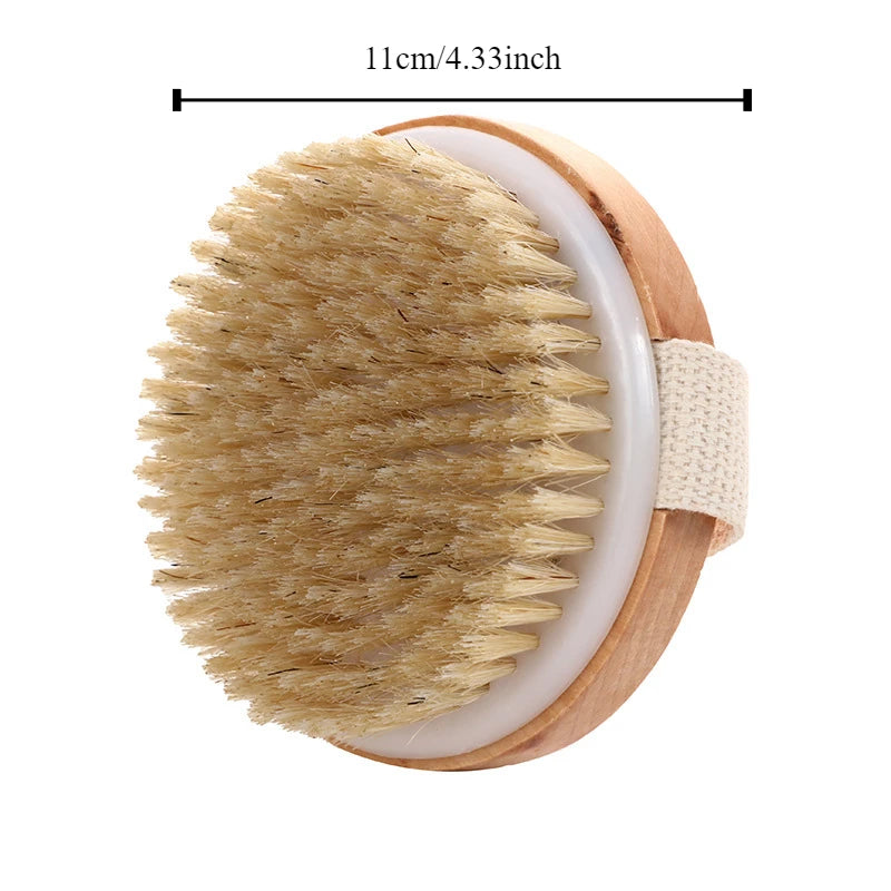 Handheld portable shower brush Natural Wooden Wet Dry Skin Body Bristle Brush Soft SPA Brush Bath Massager