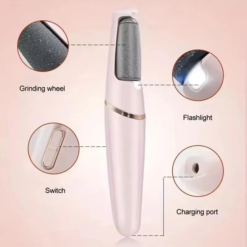 NEW USB Electric Dead Skin Pedicure Automatic Foot Grinder Rechargeable Roller Feet Pedicure Tool with 2 Removable Roller Heads