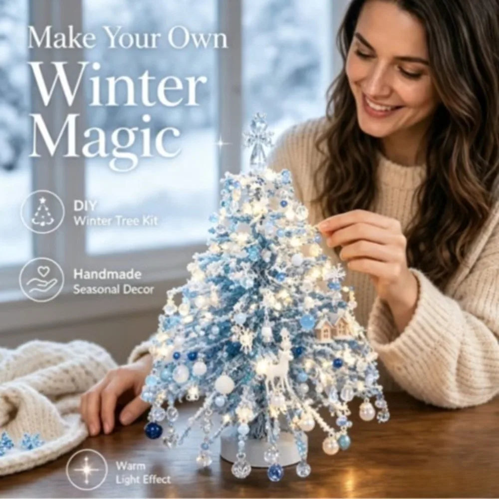 Handmade DIY Beaded Christmas Tree Kit with Light Up Colorful Halloween Tree Making Kit Educational Crystal Bead