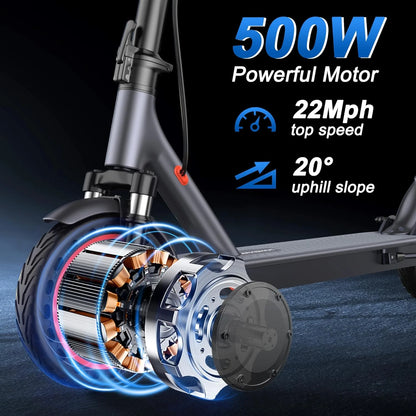 10inch Electric Scooter 500W Brushless  Motor 22MPH Max Speed APP Smart Scooter Shock-absorbing Anti-skid Folding Electric Scooter