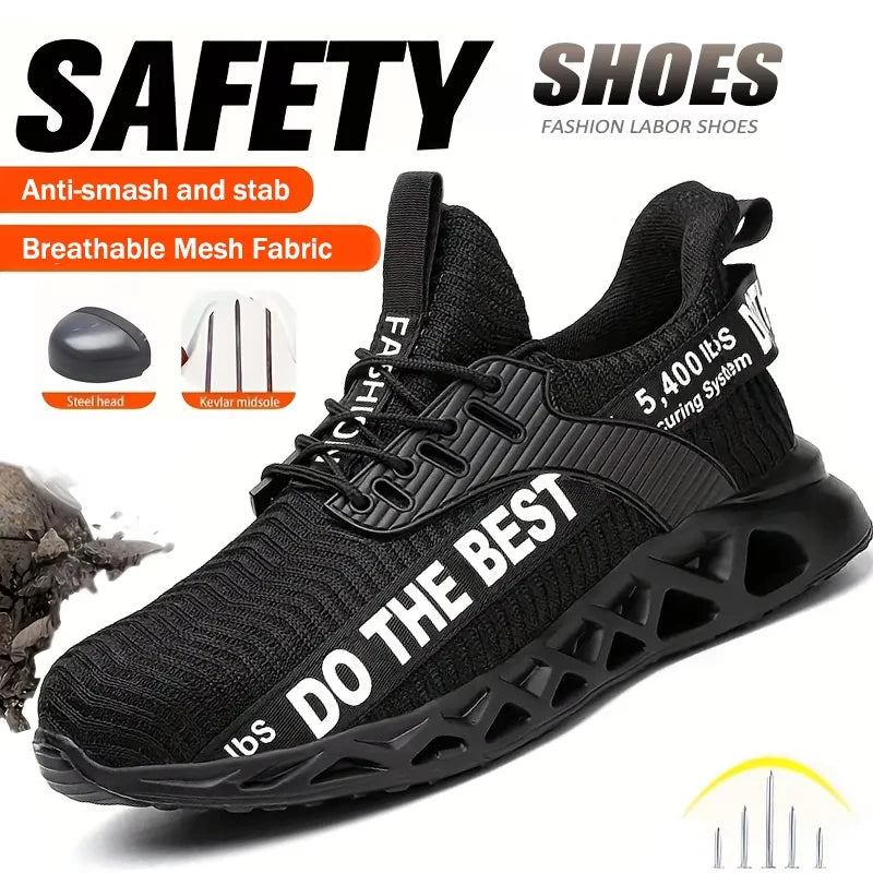 Safety Shoes Men For Work Sneakers Women Men Steel Toe Work Shoes Security Protective Shoes Lightweight Anti-Smash Anti-Puncture