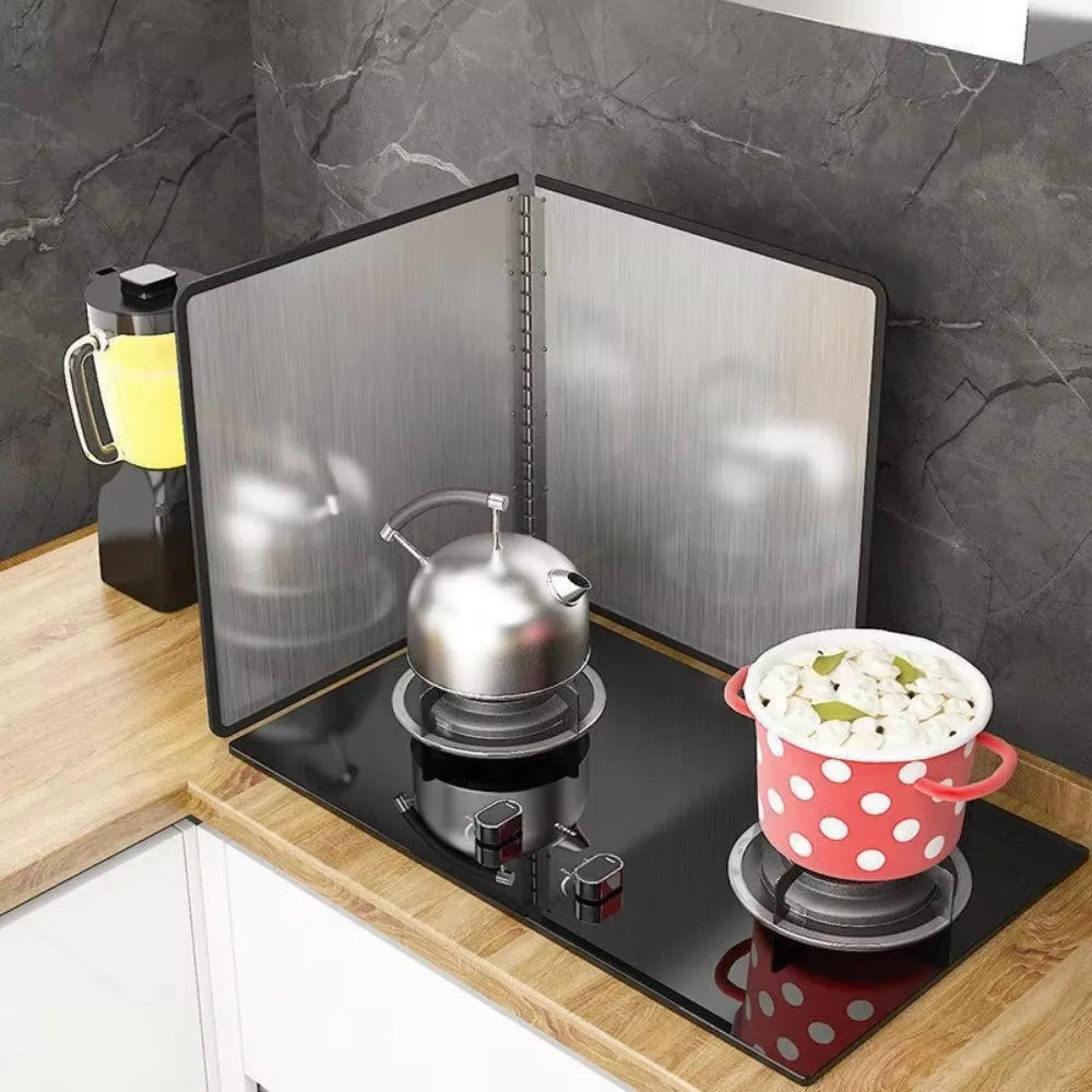 Creative Stainless Steel Foldable Panels Anti-splash Non-Stick Splash Guard Stove Oil Baffle Kitchen Supplies