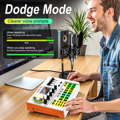 Tenlamp Y300-P15B Podcast Microphone Bundle with Live Sound Card Audio Mixer, 3.5mm Condenser Mic for PC Smartphone Gaming Streaming Singing YouTube Vlog Studio Recording