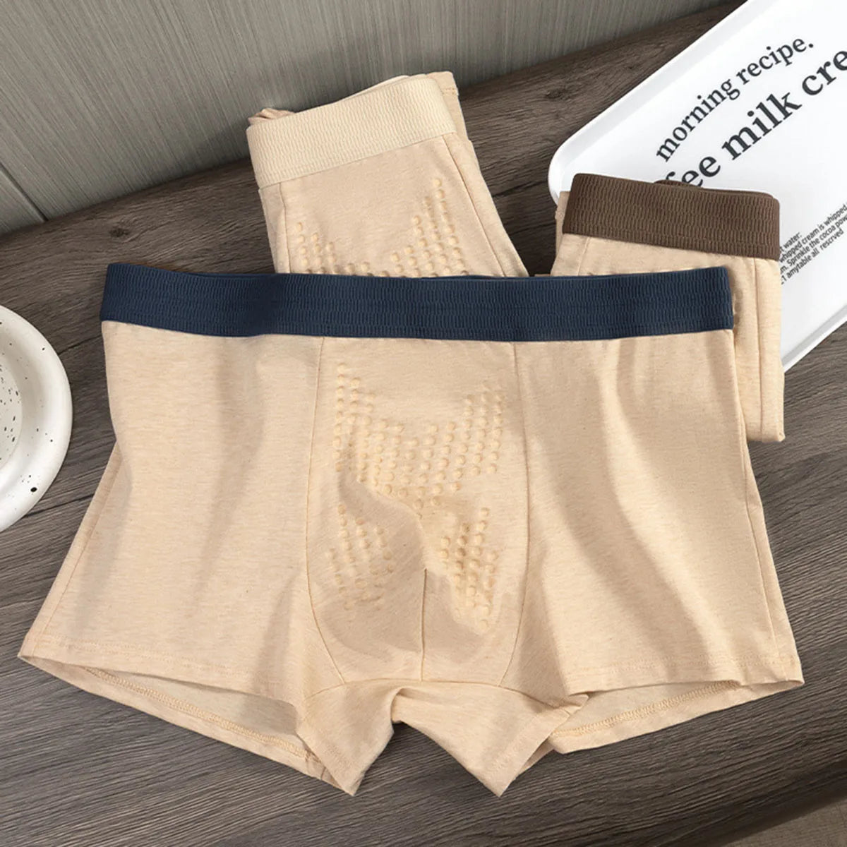 Men's Autumn Winter Boxer Massage Pants Comfortable Breathable Energetic With Mid Waist Flat Angle Four Cornered Pants