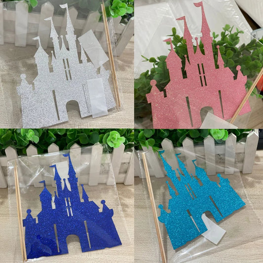 Castle Cake Topper Flag Rainbow Anniversary Cupcake Toppers For Wedding Happy Birthday Party Baking Decoration Happy New Year