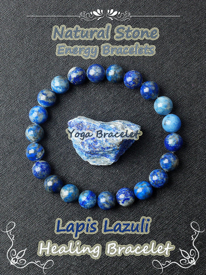 Original Natural Stone Beads Bracelet Men Women Reiki Blue Apatite Lapis Lazuli Amethyst Yellow Tiger Eye Beads Bracelet Jewelry