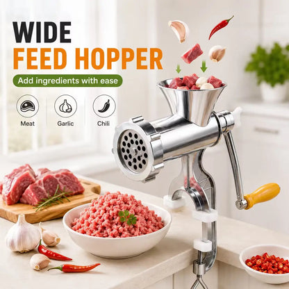 ZNLYRION Stainless Steel Manual Meat Grinder Hand Crank Mincer Sausage Stuffer Machine Table Clamp Design Household Kitchen Tool for Mincing Meat Vegetables Making Sausage