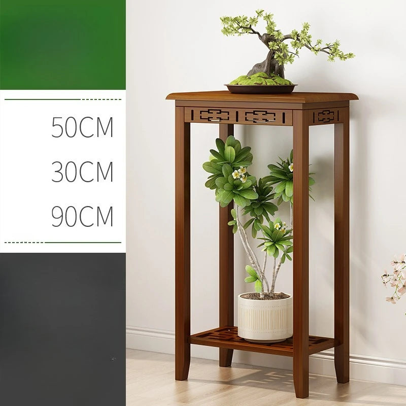 Balcony Floor Standing Bonsai Base, Living Room Sofa Side Indoor Office Plant Shelf Chinese Display Stands