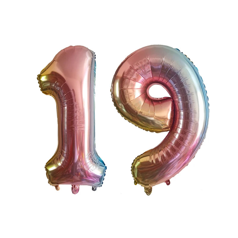 2Pcs 32 Inch Gold Silver Black Blue Red Helium Foil Number Balloon 16 17 18 19 20 21 Happy Birthday Party Decoration Supplies