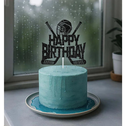 Hockey Happy Birthday Cake Topper, Ice Hockey Player Lover Fans Birthday Decorations,  Birth Day Party Decoration Supplies