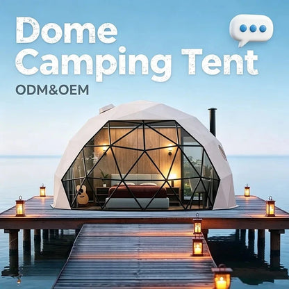 Luxury Geodesic Dome Glamping Tent, Waterproof Outdoor Round Shelter with Private Bathroom for Resort Holiday Accommodation