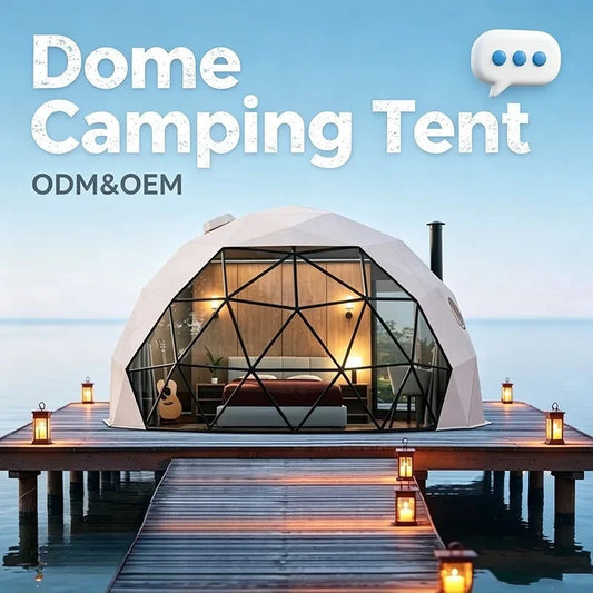 Luxury Geodesic Dome Glamping Tent, Waterproof Outdoor Round Shelter with Private Bathroom for Resort Holiday Accommodation