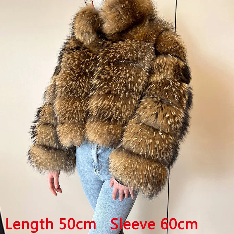 2026 Maomaokong Super Hot Winter Women Luxury Thick Real Raccoon Fur Coat Natural Fox Fur Jacket Plus Size Jackets Female Vest