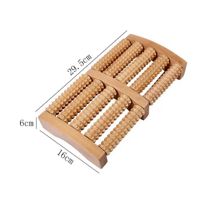 Wooden ten row large roller foot massager for hand massage household foot massager Relieves Fatigue Pain and Fasciitis Plantar