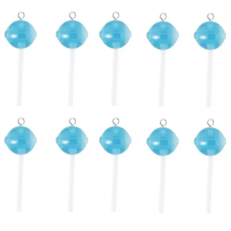 10pcs Cute Lollipops Pretend Play Food Pendants Crafts DIY Handmade Jewelry for Earring Necklace Keychain