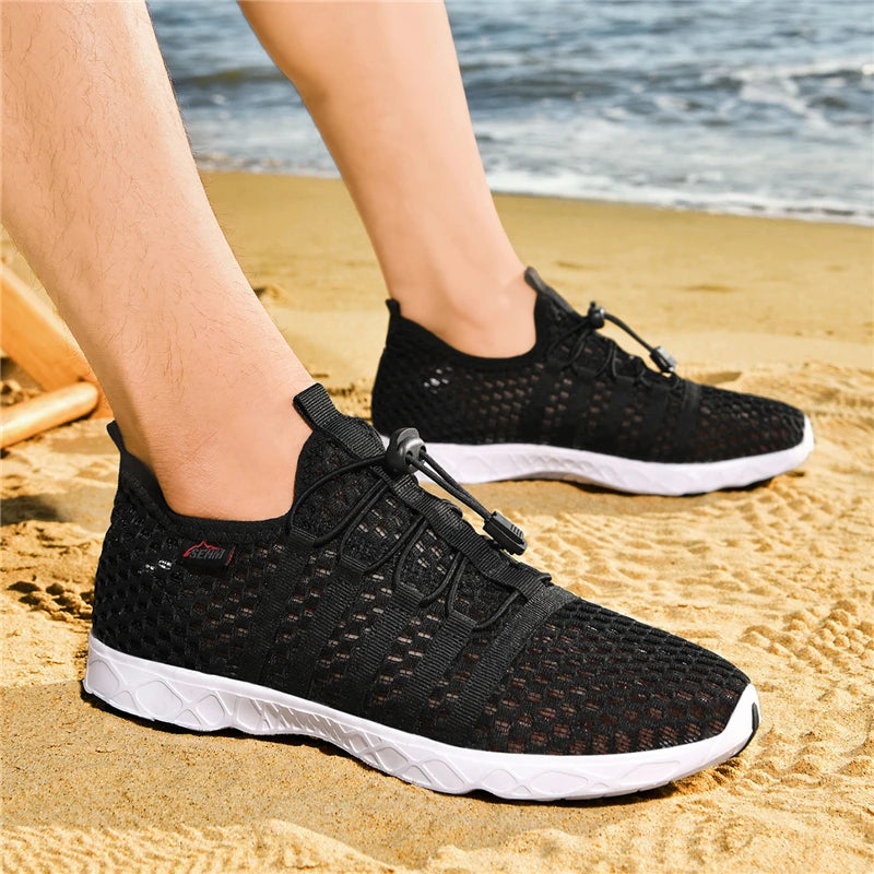 Men's Mesh Breathable Casual Shoes, Outdoor Beach Water Shoes, Lightweight Suixi Shoes