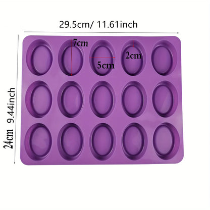 1pc Silicone Oval Soap Molds 15cups Handmade Candle Moulds Candy Pudding Baking Mold