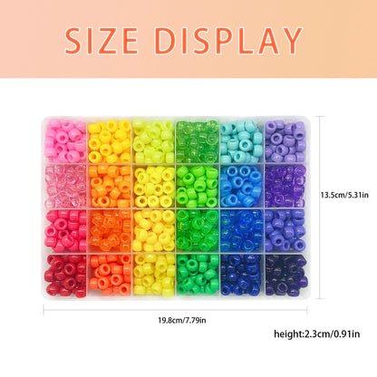 SHU YU Pony Beads for Friendship Bracelet Making Kit 24 Colors Kandi Beads Set, Plastic Rainbow Bulk and 980pcs Letter Beads wit