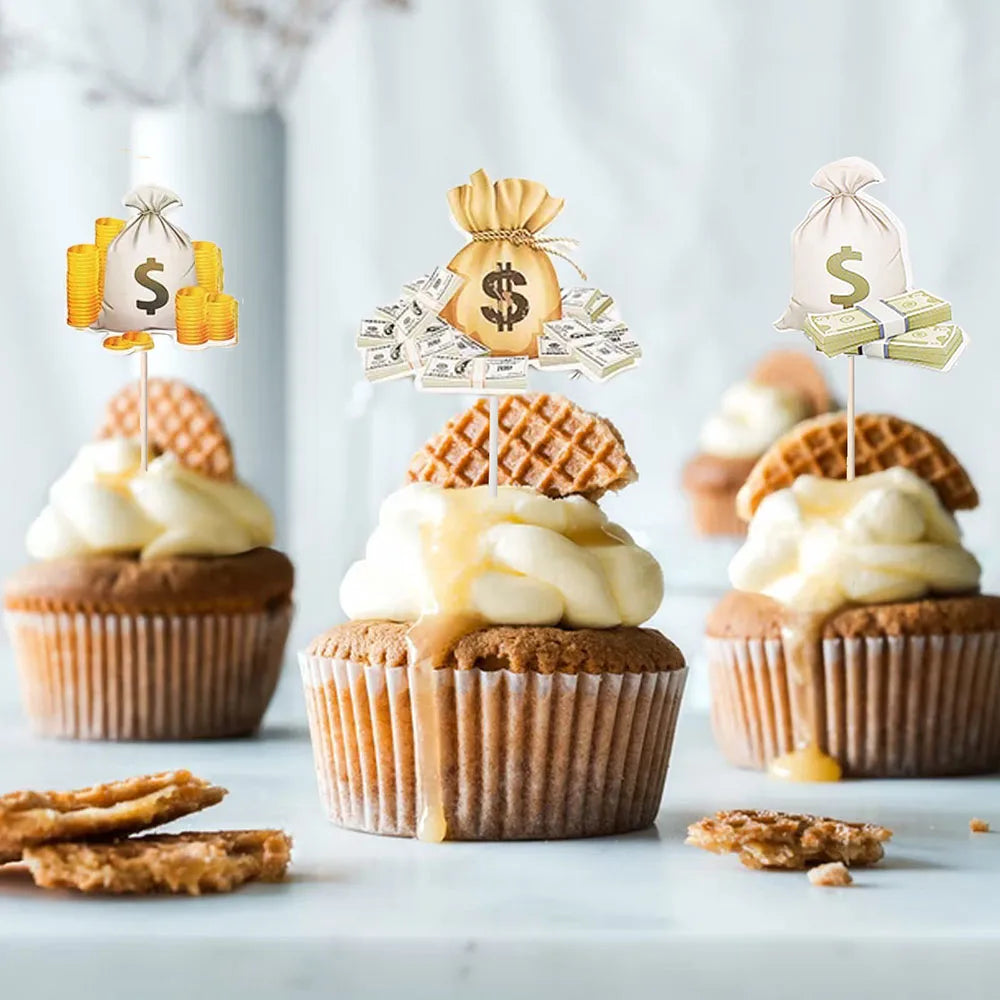 Dollar Happy Birthday Cake Decoration Money Cake Topper For 60s 70s 80s 90s Thanksgiving USA Dollar Theme Party Decors Supplies
