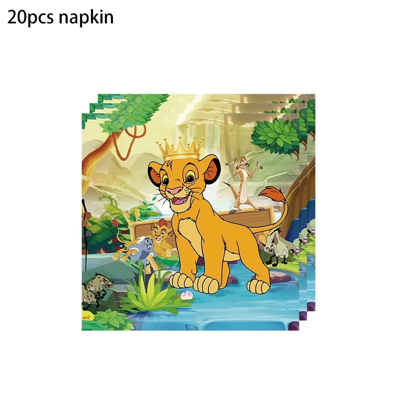 Lions Thme Boy Birthday Party Decorative Supplies Paper Cup Plates Napkin Caketopper Balloon For  Baby Shower Parties Decoration