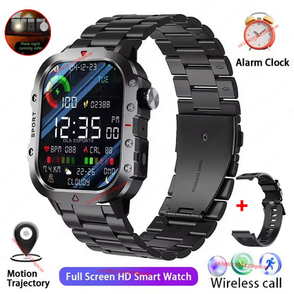 2026 New Military Smart Watch Men IP67 3ATM Outdoor Sports Fitness Tracker Blood Pressure Health Monitor BT Calls GPS Smartwatch