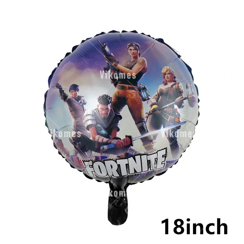 Fortnite Balloons Happy Birthday Banner Shooting Game Party Decoration Alpaca Llama Disposable Tableware Background Cake Topper