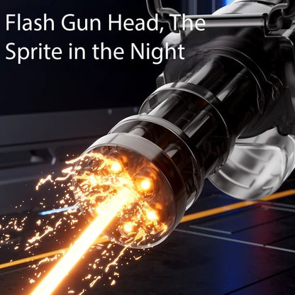 Gatling Rotating Electric Water Gun with Light-Up High Speed Continuous Shooting Powerful Water Blaster Summer Outdoor Beach Toy