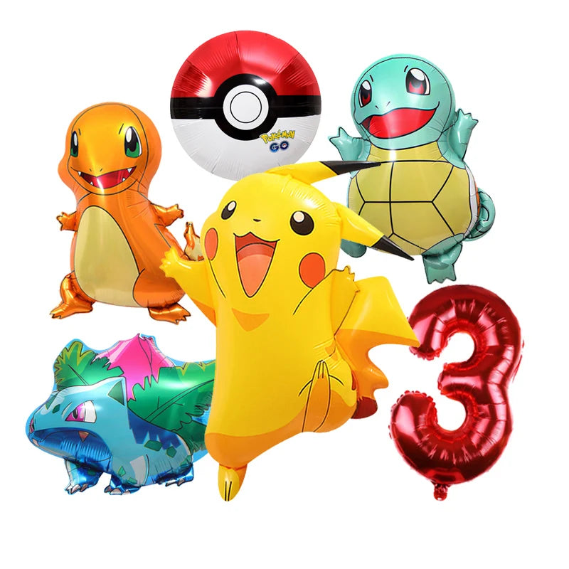 Pikachu Cartoon Balloon Garland Kit Lightning Foil Balloons Kids Birthday Party Supplies