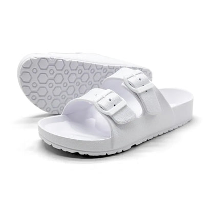 Litfun Women Summer Fashion Slippers 2025 New Outdoor Non-slip Beach Sandals With Double Buckle Indoor Casual Flat House Slides