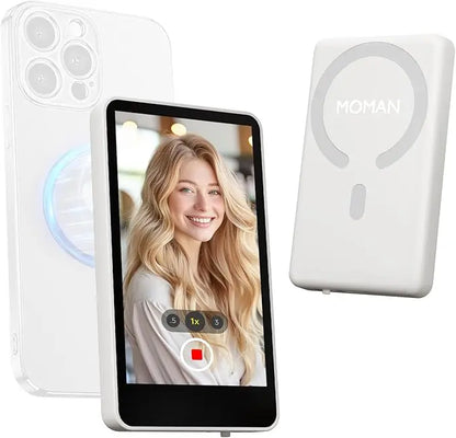 【US STOCK】 SYNCO XView M4 4 Inch Magnetic Vlog Selfie Monitor Screen P2P Wireless Connection Bluetooth Remote Control No WiFi Needed Portable Rear Camera Viewfinder Compatible with iPhone Smartphone Ideal for Outdoor Vlog