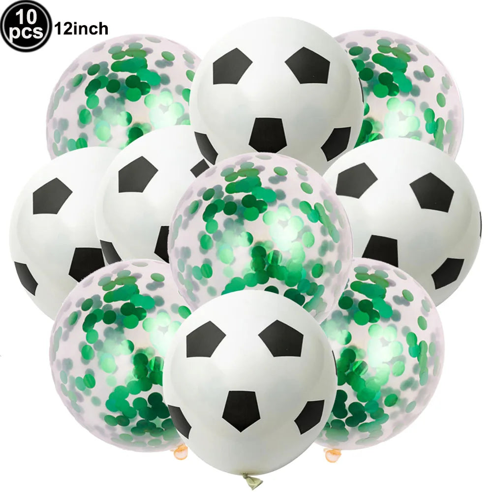 10Pcs 12inch Soccer Balloons Red Blue Black White Confetti Football Latex Balloon Boy Soccer Birthday Party Baby Shower Decor