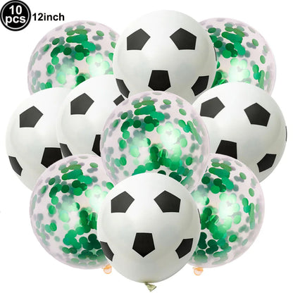 10Pcs 12inch Soccer Balloons Red Blue Black White Confetti Football Latex Balloon Boy Soccer Birthday Party Baby Shower Decor